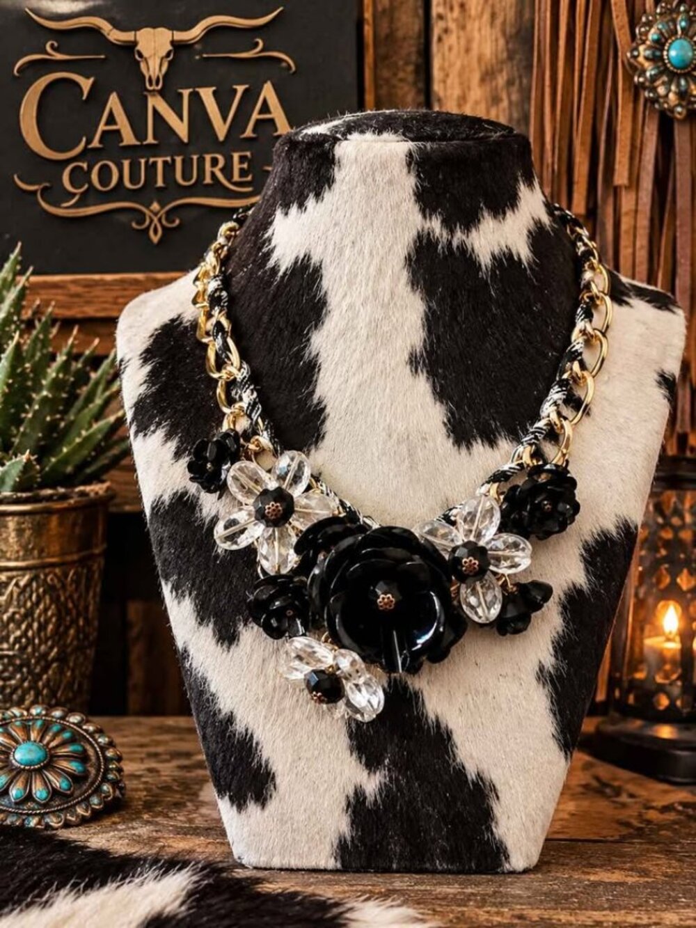 Black Floral Bombshell Necklace
